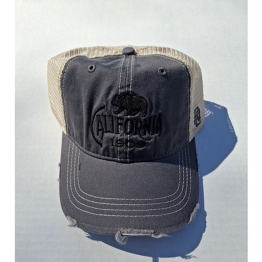 California CA 1909 Retro Brand Gray Mesh Adjustable Snapback Trucker Hat - New!